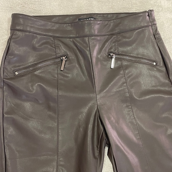 Brown Faux Leather Bootcut Pants - Picture 5 of 16